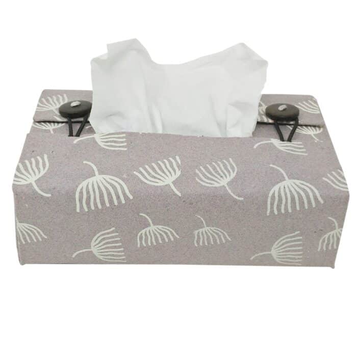 Light pink with cream white print tissue box cover